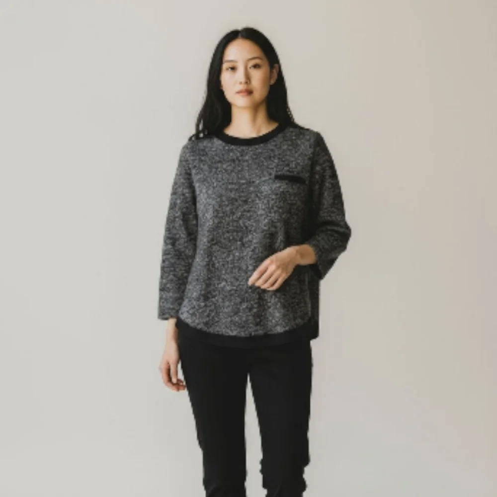 Madewell Black/Gray Wool Blend Back Zip Sweater Size XS
